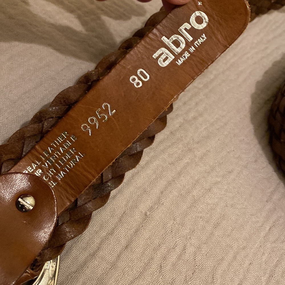 ABRO MADE IN ITALY Brown Woven Leather Belt with Silver Buckle. Size 80 - Picture 2 of 11